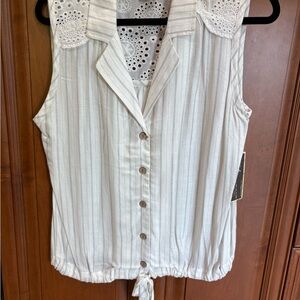 Vintage Havana Striped White Sleeveless Blouse